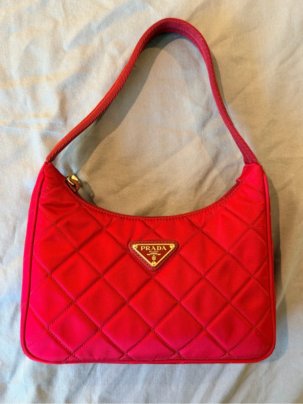 Prada Quilted Hot Pink Shoulder Bag with Gold Logo